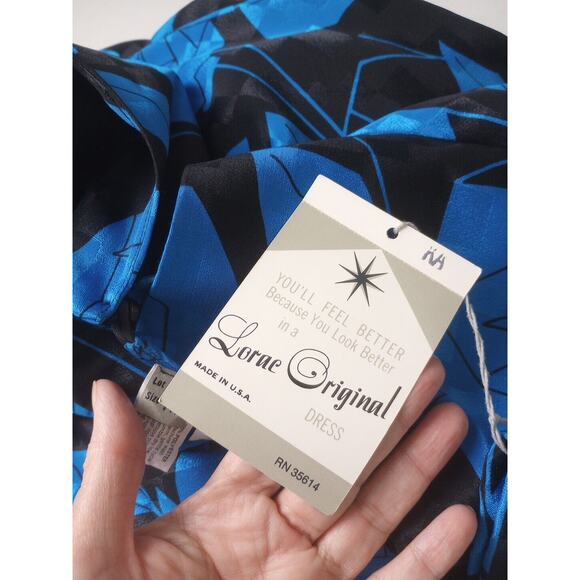 Vintage Dress 14 1/2 Blue Black Formal Lorac Original Division Lady Carol - Picture 12 of 14